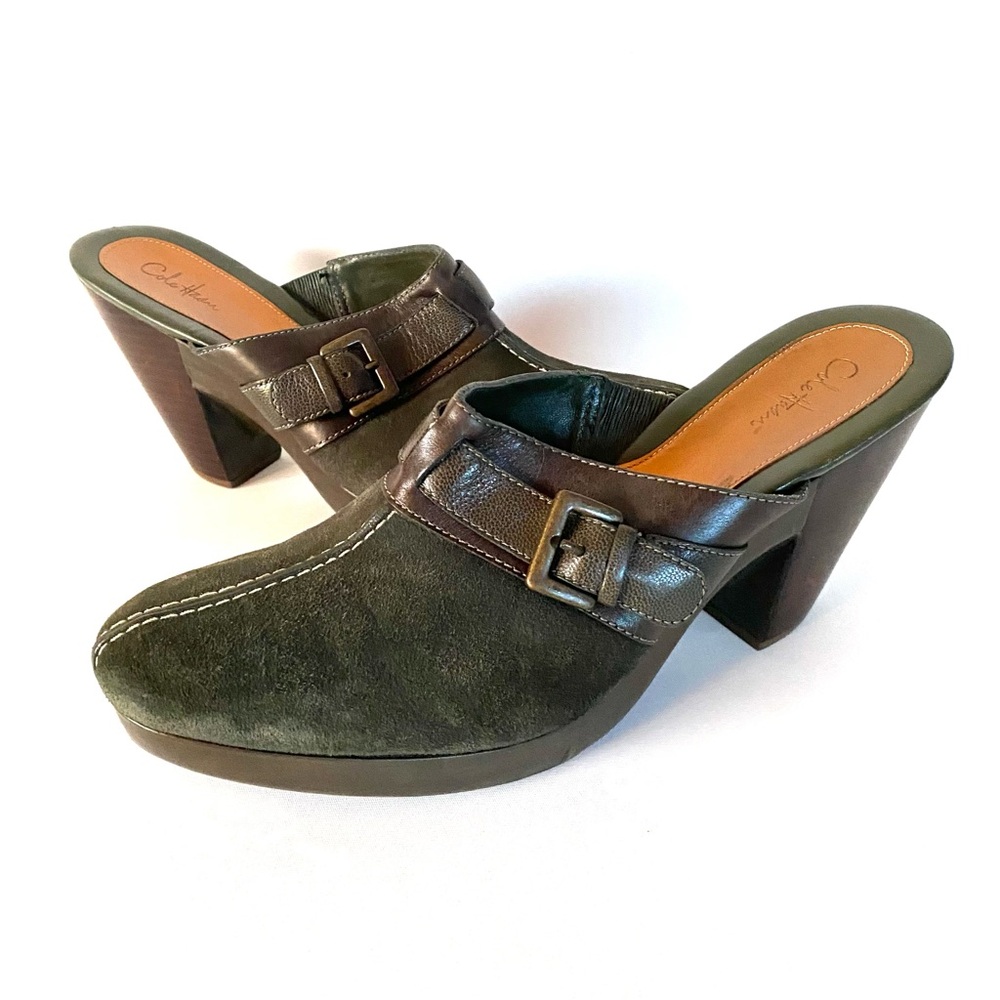 Cole Haan Clogs Mules Women’s Shoes 11 B Dark Green Suede Leather Comfort - Picture 10 of 11